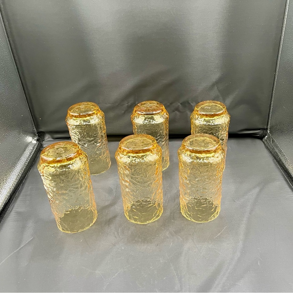 Vintage Anchor Hocking Milano Honey Gold Glasses 12 Oz Set Of 6 - Picture 7 of 12